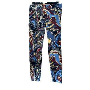 Womens Slim-Station by Multiples Leggins Size M Blue Red Yellow Soft Stretchy